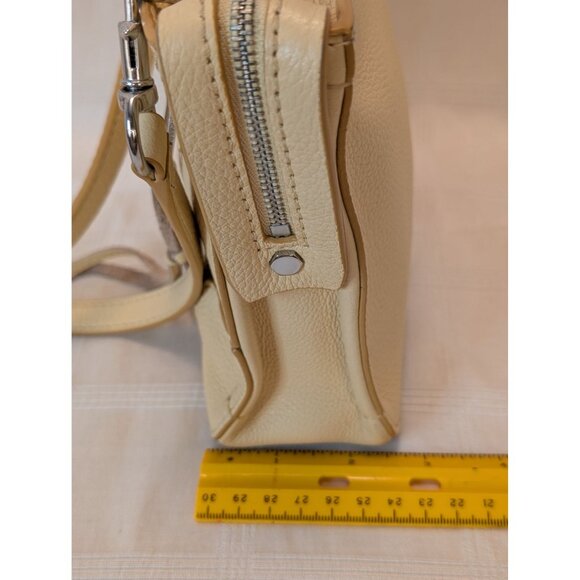 Rebecca Minkoff Crossbody Bag Buttery Yellow Leather Silver Accents Adj. Strap - Picture 9 of 11